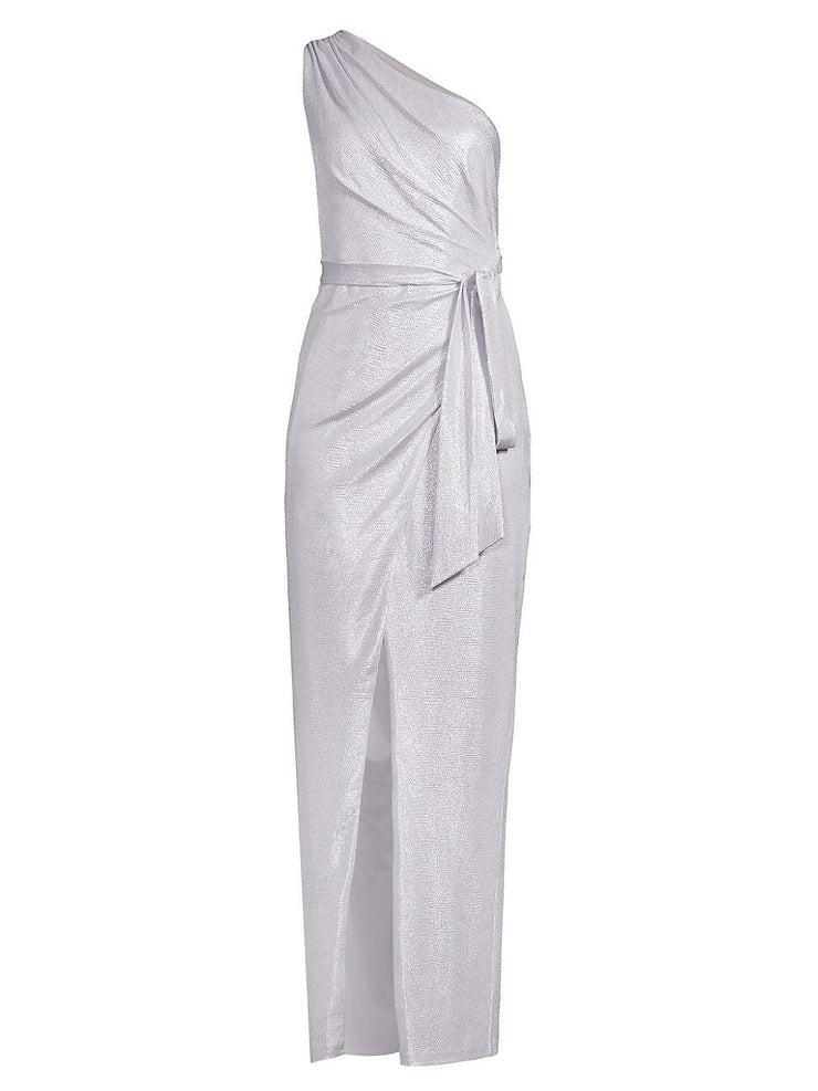 Aidan By Aidan Mattox Womens One-Shoulder Column Gown - Lavender - Size 10