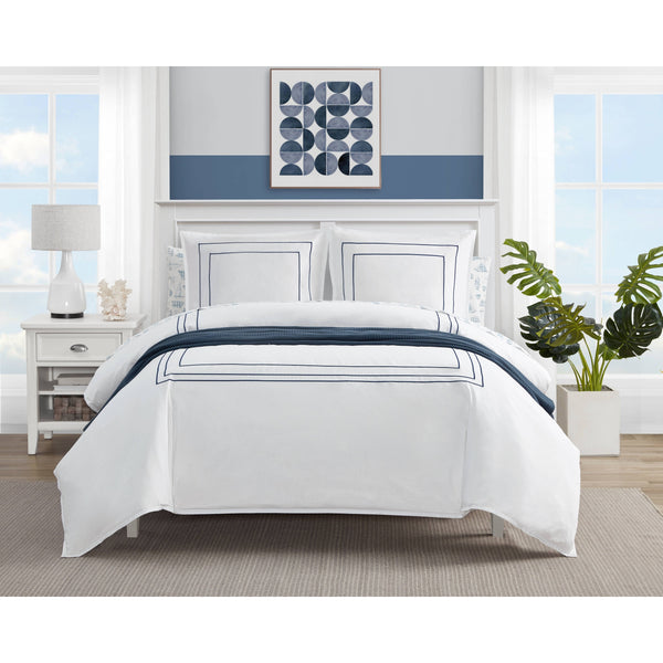 NAUTICA Alden White Embroidered 2-Piece Duvet Cover Set, Twin