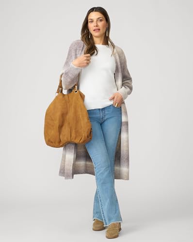 Cable and Gauge White Short Elbow Sleeve Crewneck Sweater, Size Medium