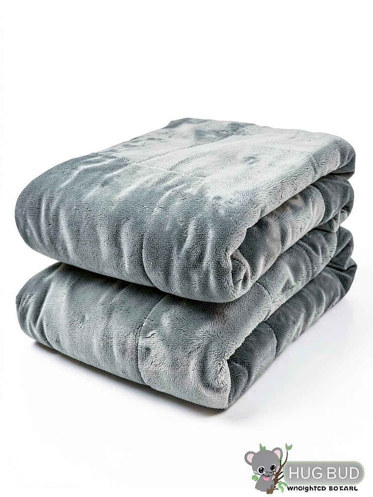 Hug Bud Weighted Grey Silky Minky Bed Blanket 9 Pounds 60in x 80in