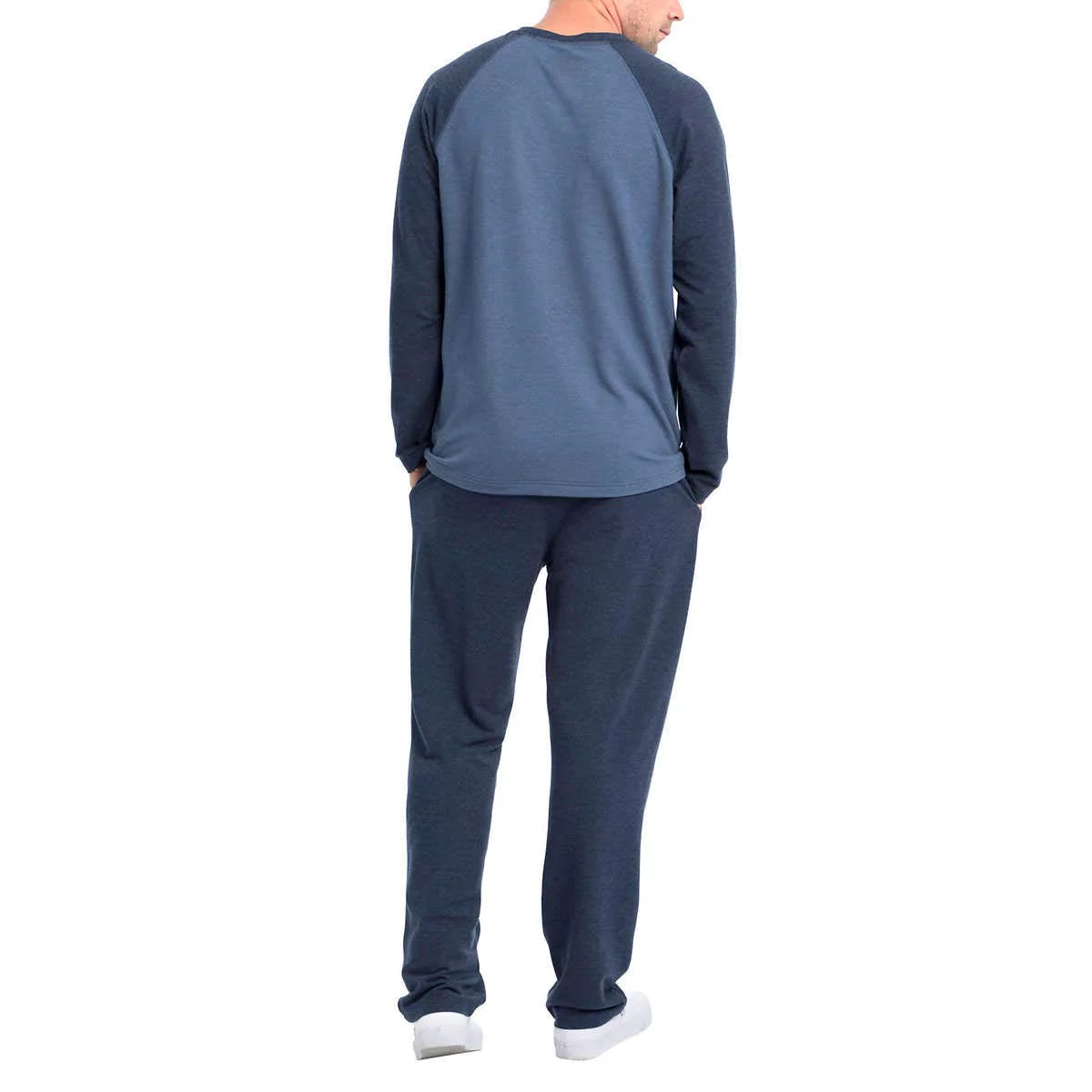 Orvis Men’s 2-Piece Long Sleeve Tee Pants W Drawcord Lounge Set Blue Medium