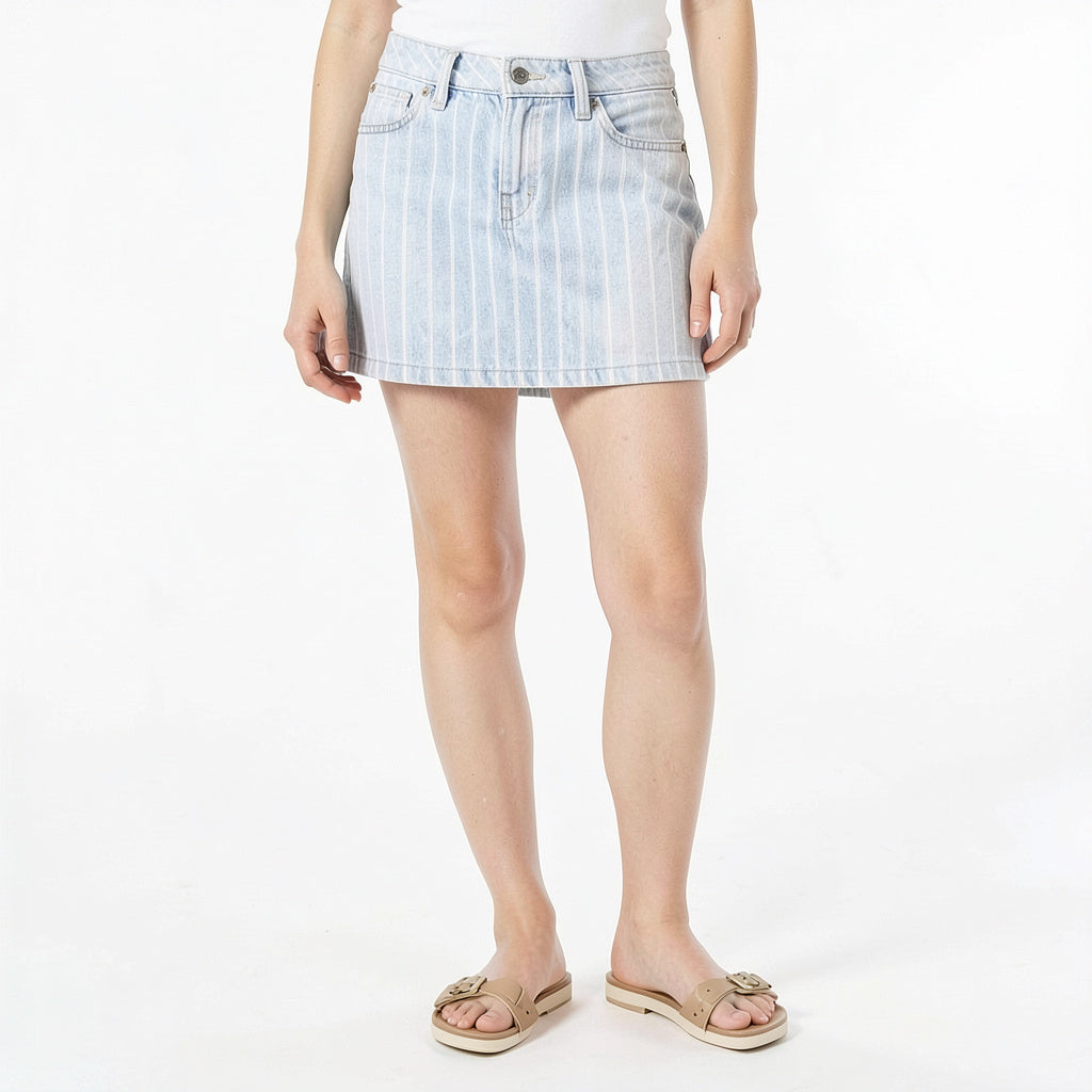 Vanilla Star Juniors Striped Denim Mini Skirt Size 15