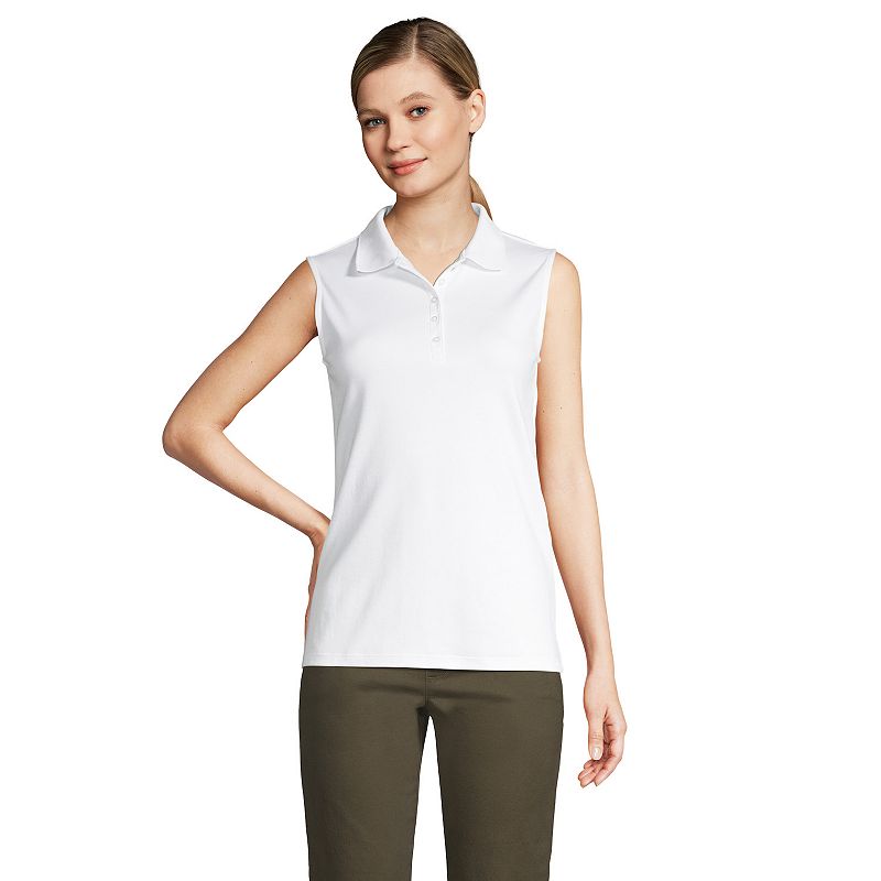 Lands End Petite Sleeveless Supima Cotton Polo Shirt,PM