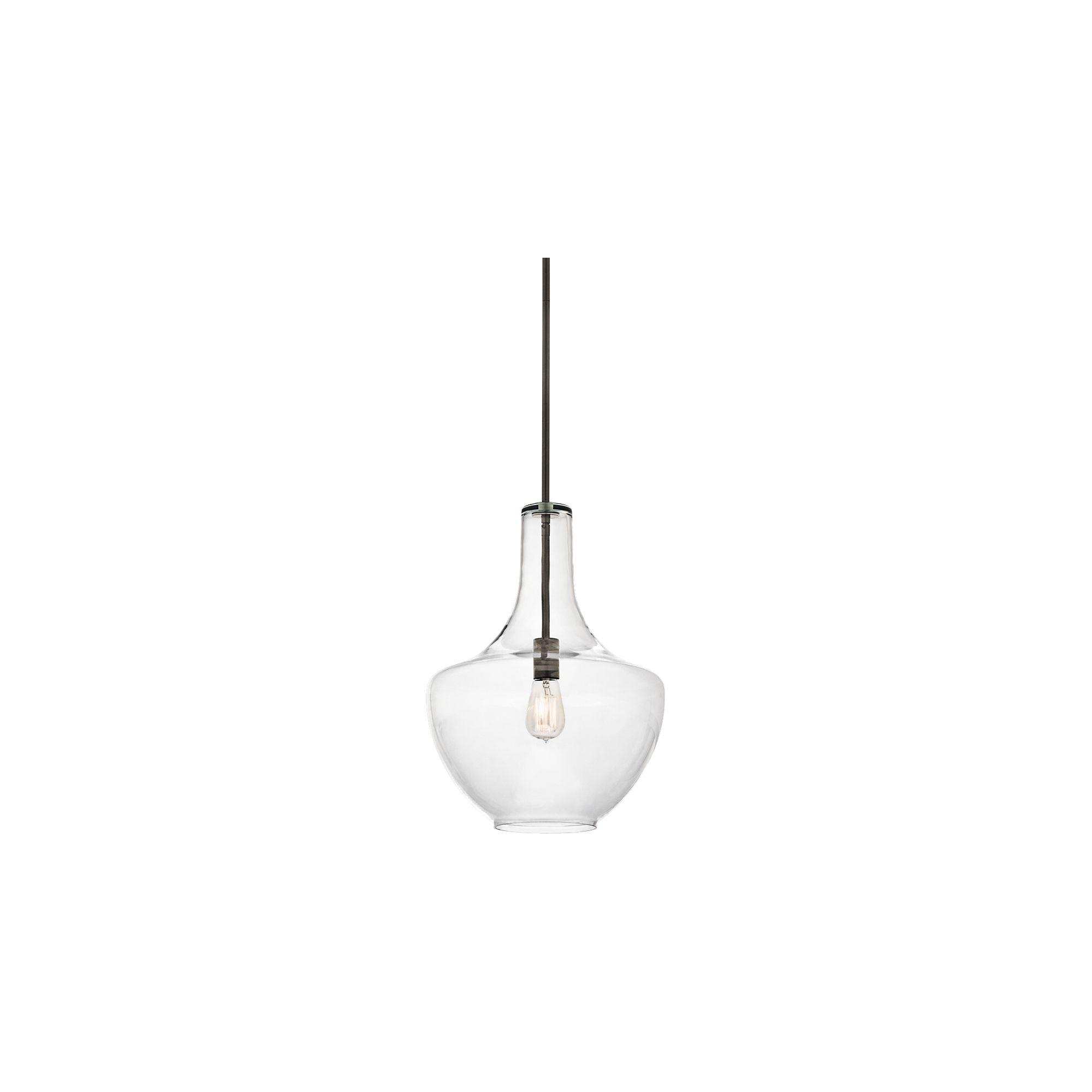 KICHLER Everly 19.75 in. 1-Light Olde Bronze Transitional Shaded Pendant