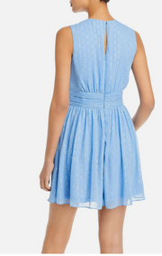 Aqua Metallic Dot Stripe Mini Dress