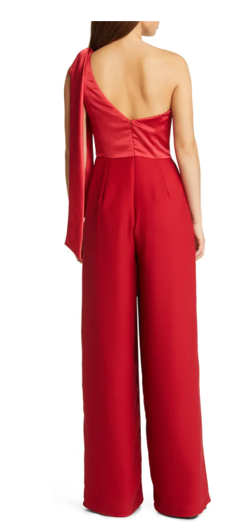 Amsale One Shoulder Jumpsuit, Size 10