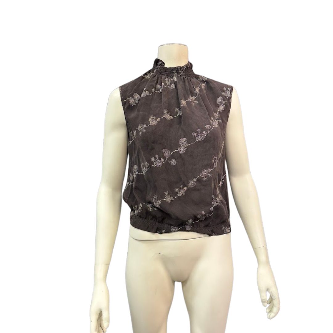 The Limited Turtle Neck Silk Brown Blouse, Size Small