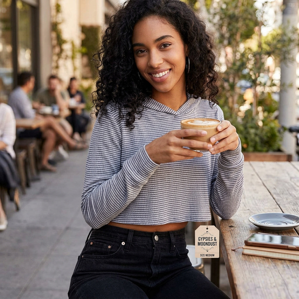 Gypsies & Moondust Juniors Cropped Gingham Hoodie, Size Medium