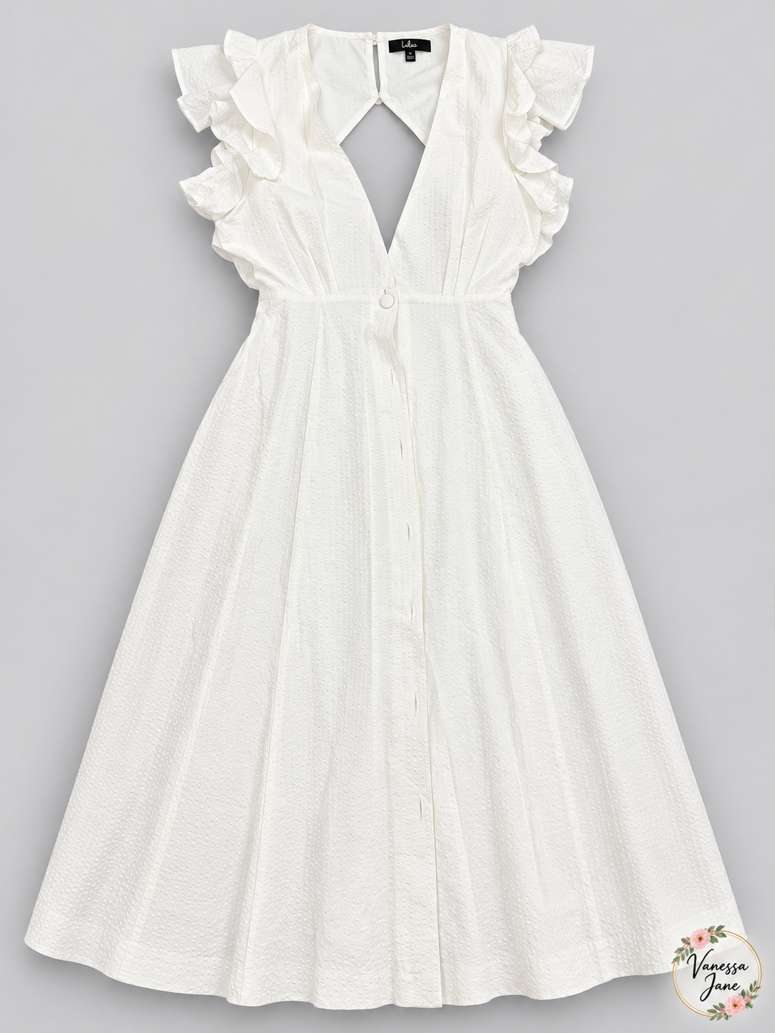 Lulus Dare to Dream White Ruffled Backless Mini Dress, Large