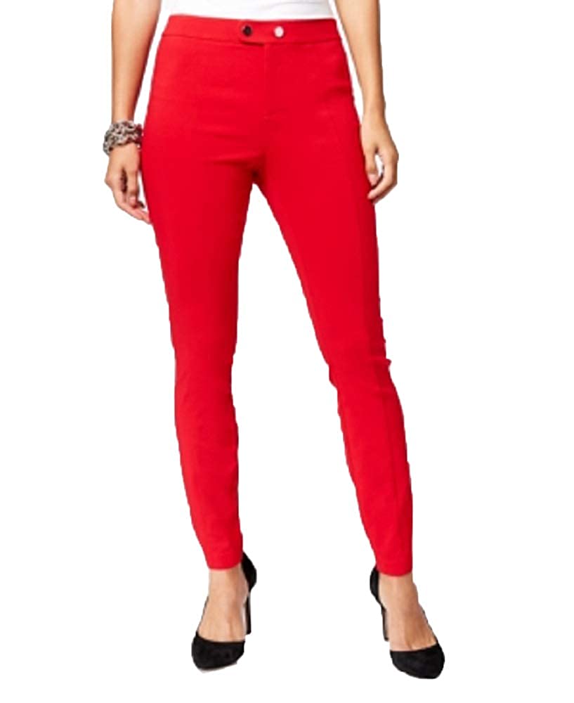 I.N.C. Seamed Extend-Tab Skinny Pants Red, Size 10