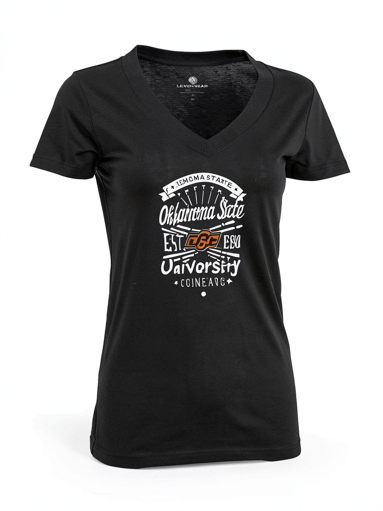 Levelwear NCAA Oklahoma State Cowboys Women Anthem Entice Tee, Medium, Black