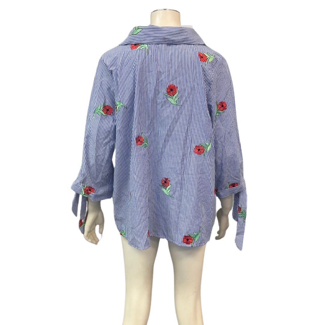 Monteau Womens Trendy Plus Size Embroidered Button up Shirt, Size 2X