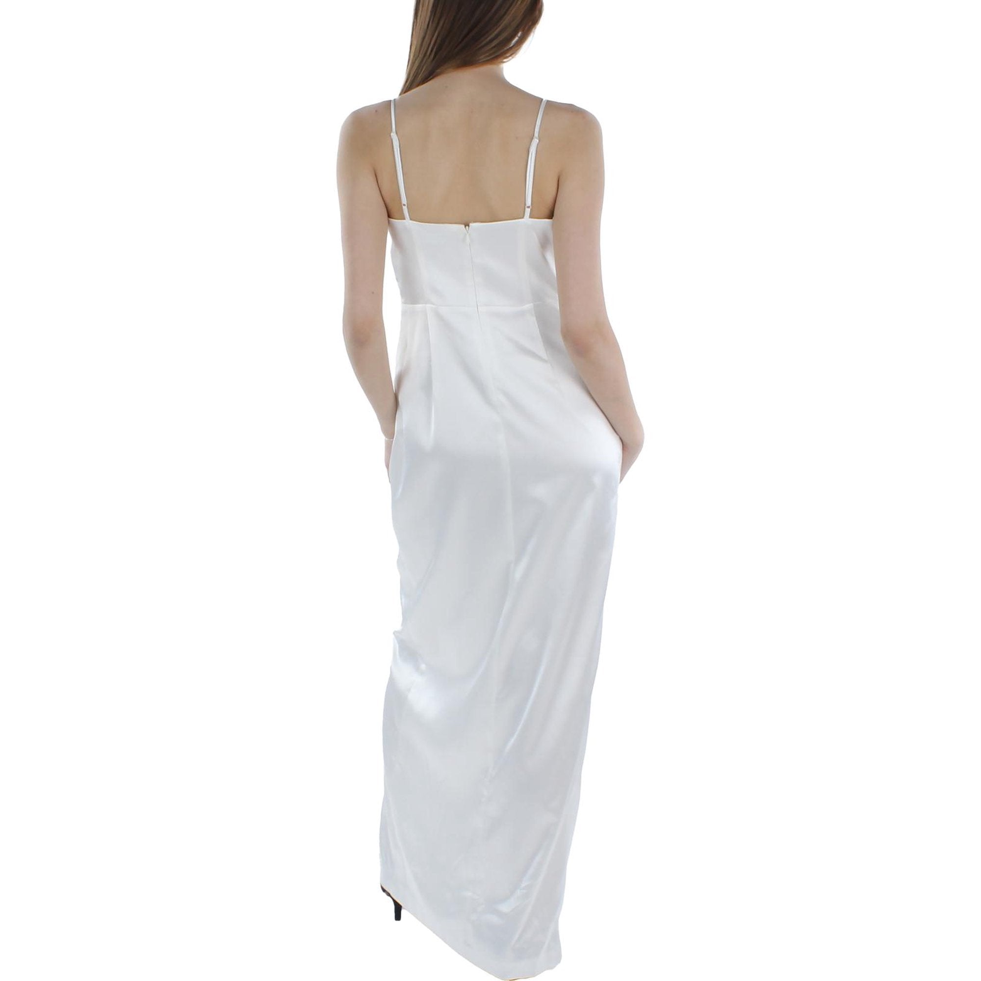 Aidan by Aidan Mattox V Neck Draped Column Gown