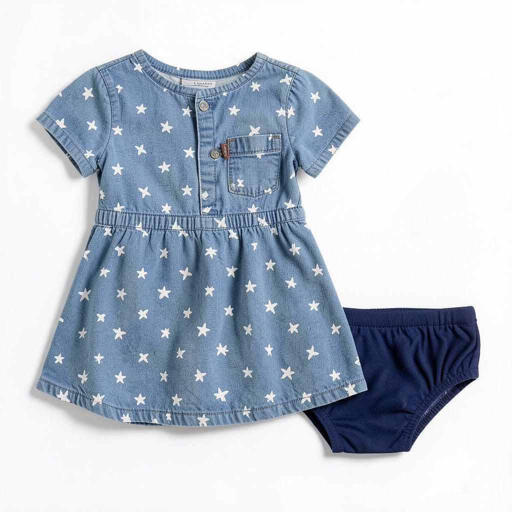 Levis Baby Girls Printed Denim Dress-18M/Medium Blue