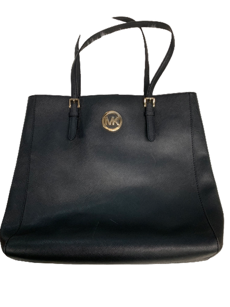 Michael kors bedford black leather shoulder tote bag