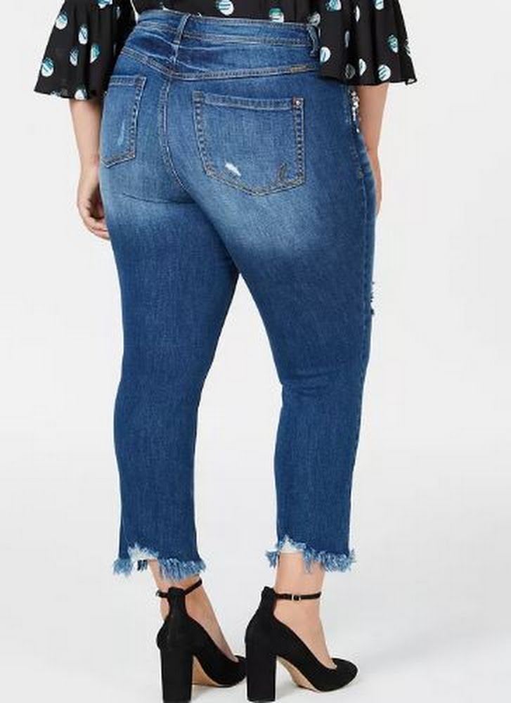 I.N.C. Plus Size Embellished Distressed Skinny Jeans, Size 24W