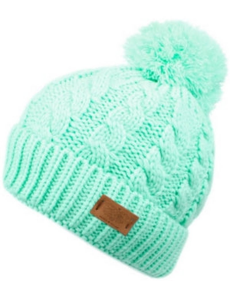 Angela & William Cable Pom Beanie With Sherpa Lining – Mint