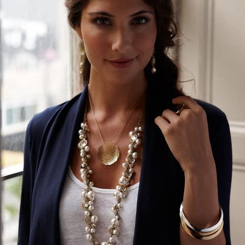Chloe + Isabel Jewelry Pearl + Crystal Drops Long Antiqued Brass Chain Necklace