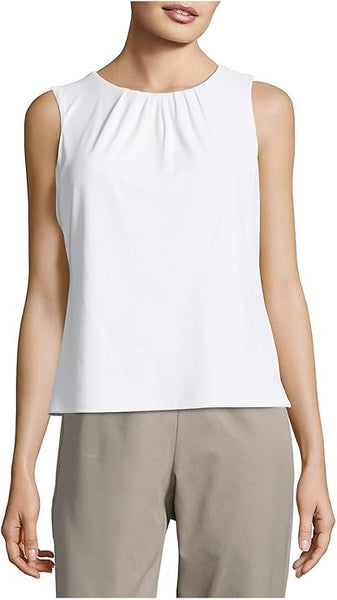 DKNY Women's Pleated-Neck Top, Cream, Size XL