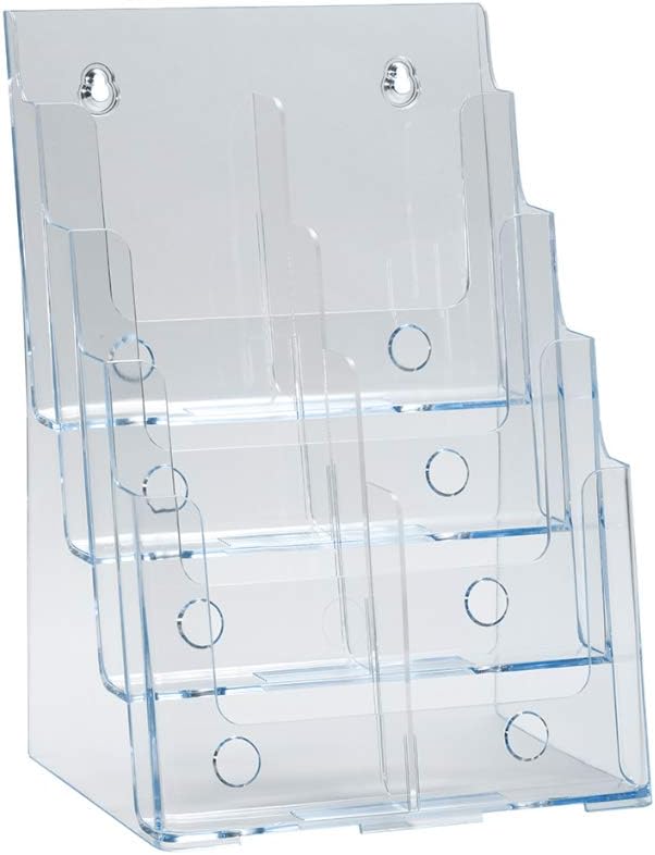 Azar Displays, 252377, Clear Four-Tier Eight-Pocket Trifold Brochure Holder