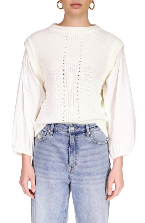 Sanctuary Two Become One Mixed Media Top in Creme at Nordstrom, Size X-Small
