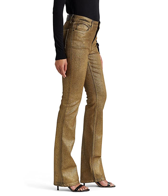 LAUREN Ralph Lauren Metallic High-Rise Boot Jeans, Size 10