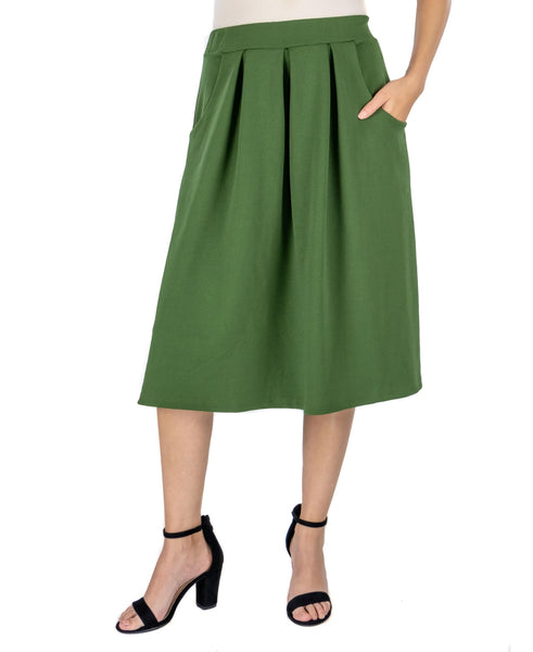 24seven Comfort Apparel Womens Classic Knee Length Skirt