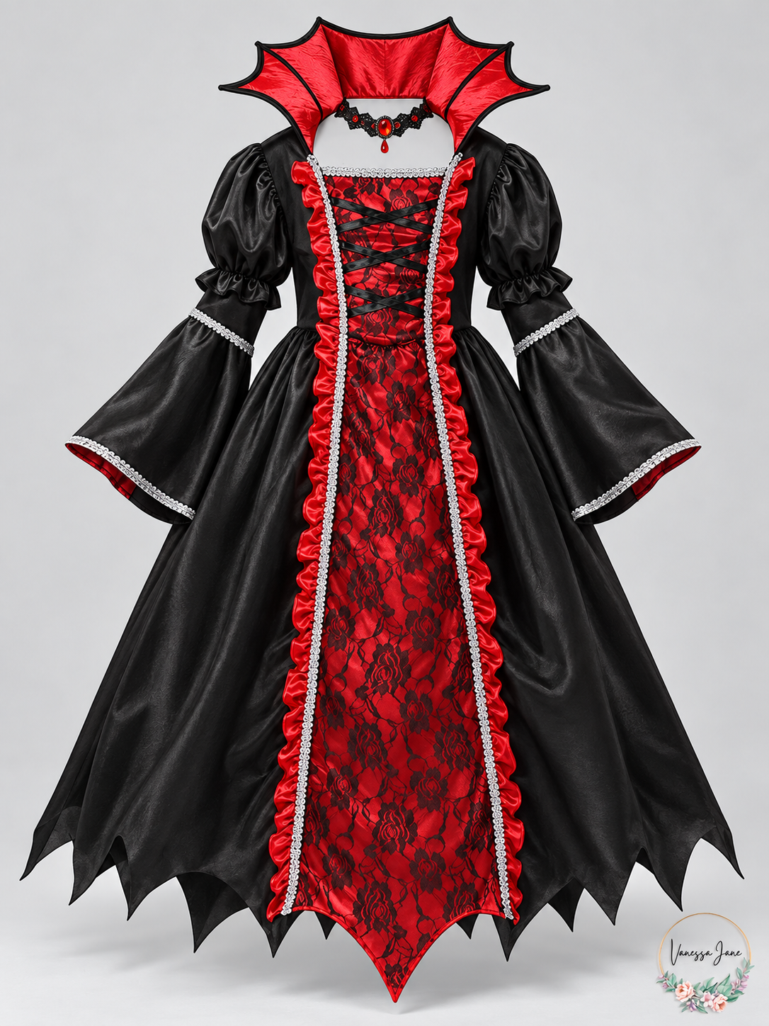 Girls Royal Vampire Queen Halloween Costume Set, Size Large