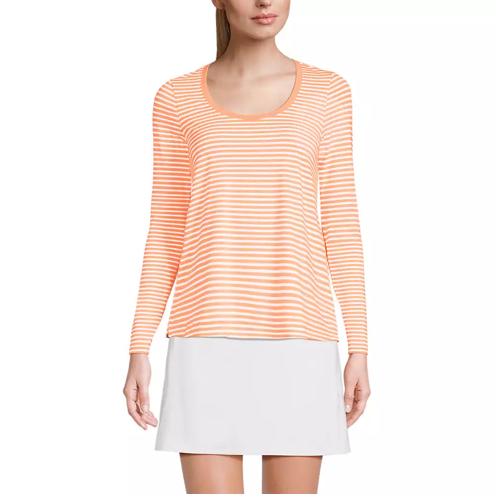 Lands End Womens Power Performance Long Sleeve Scoopneck Tee, XL