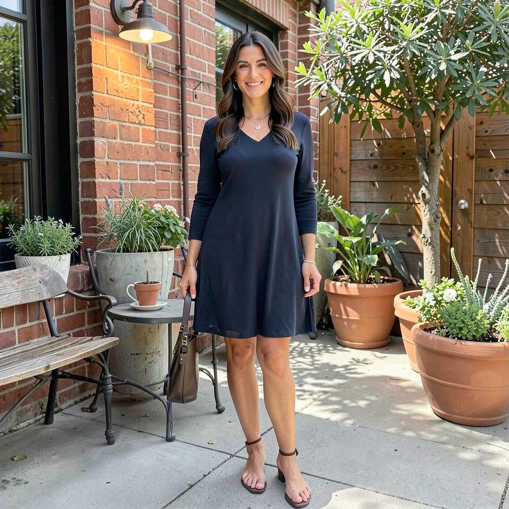 Style & Co V-Neck A-Line Swing Dress, Size OX