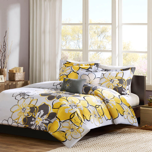 Mi Zone Allison Printed 4-Piece Comforter Set, King/California King - Yellow