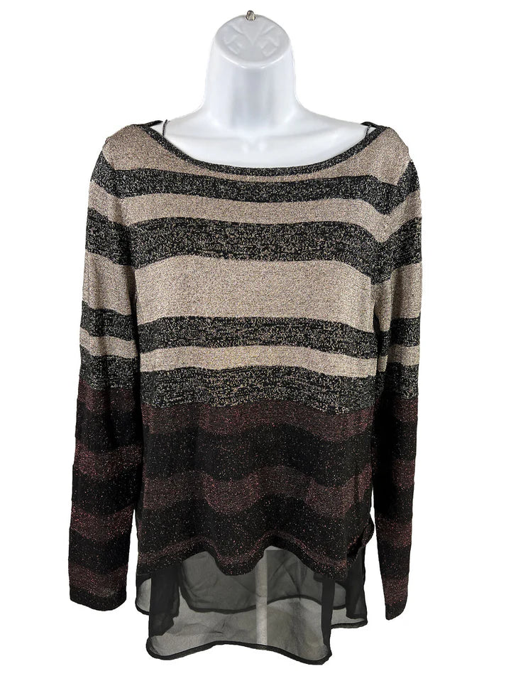 White House Black Market Metallic Striped Sweater, Size Large