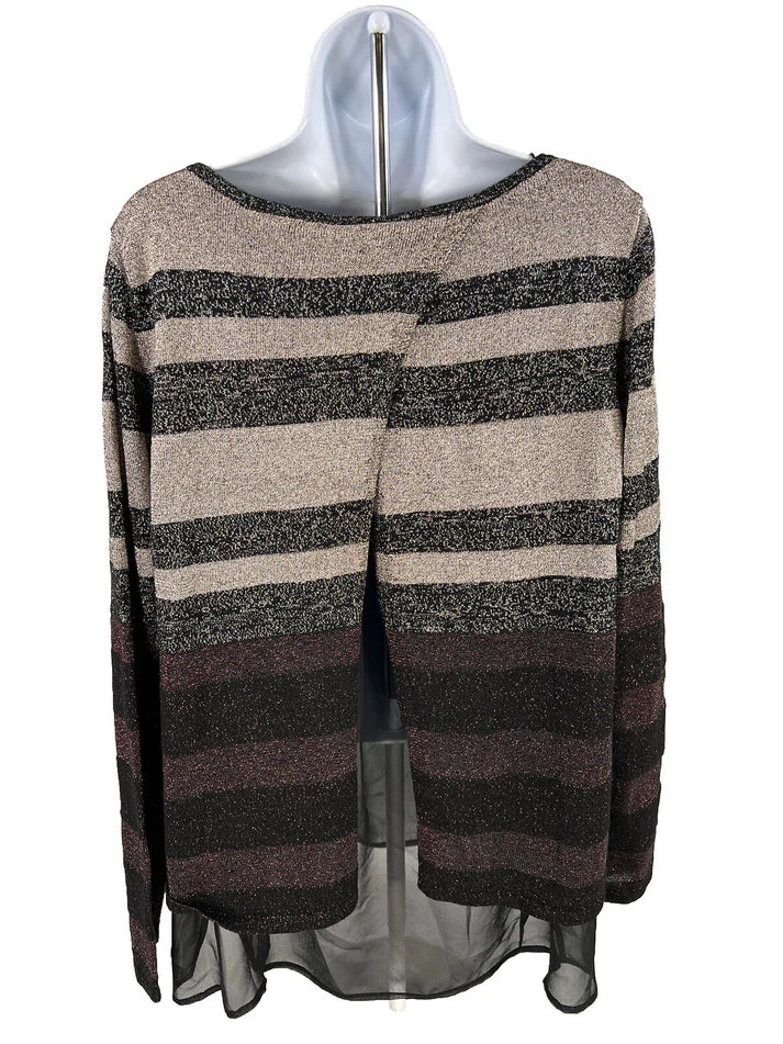 White House Black Market Metallic Striped Sweater, Size Large