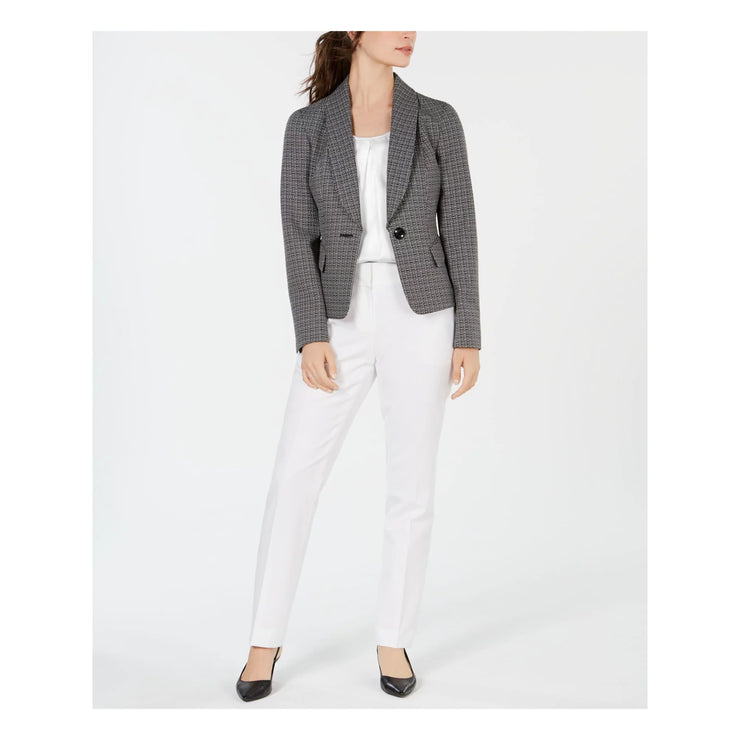 Le Suit Shawl-Lapel Printed-Jacket Pant Suit Set, Size 6