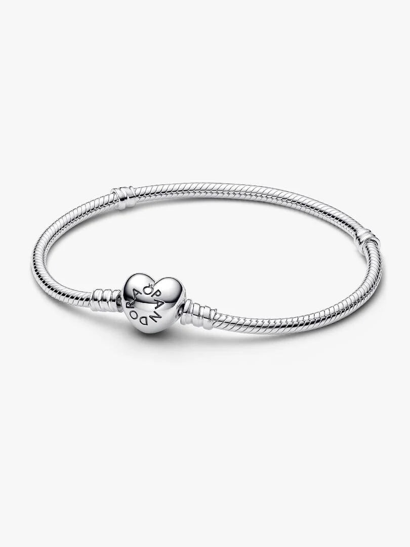 Pandora Moments Heart and Snake Chain Bracelet, Size 17