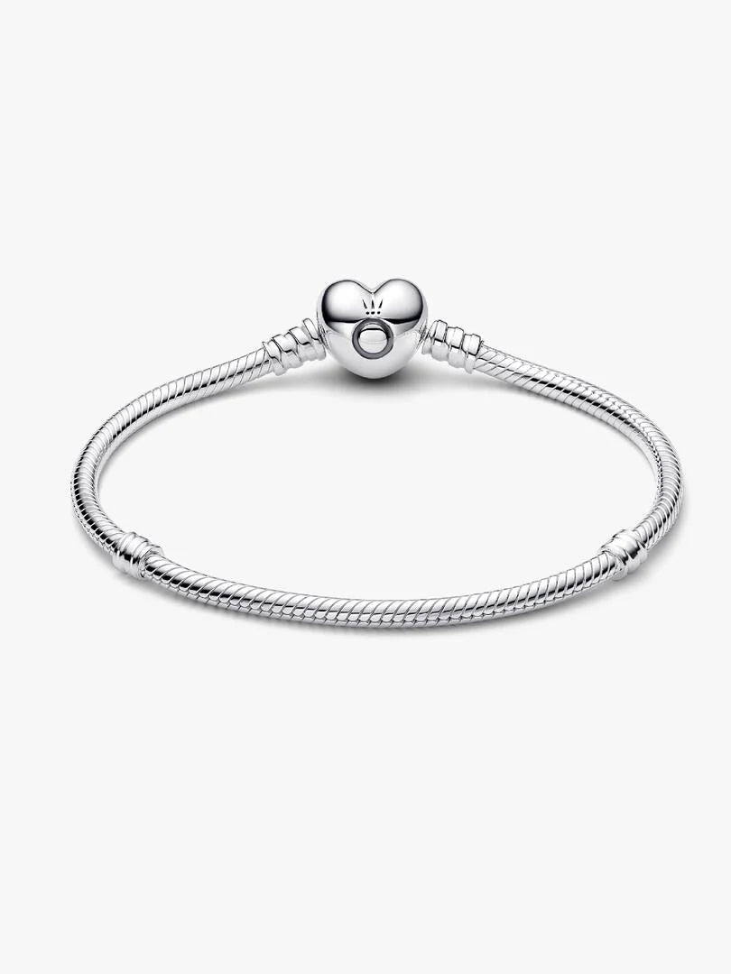 Pandora Moments Heart and Snake Chain Bracelet, Size 17