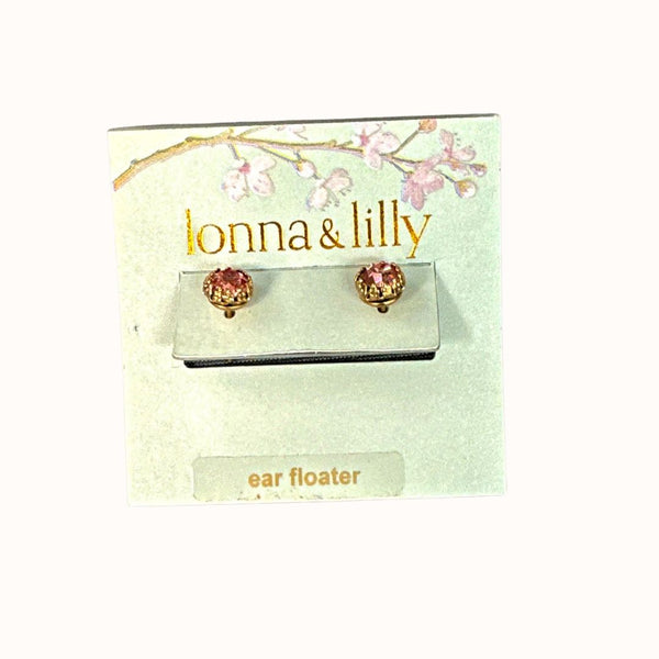 Lonna and Lilly Gold-Tone Stone and Crystal Halo Stud Earrings