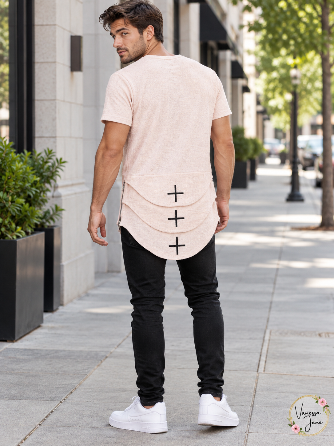 Homme Femme Men’s Side-Zipper Longline Tee, Size Medium