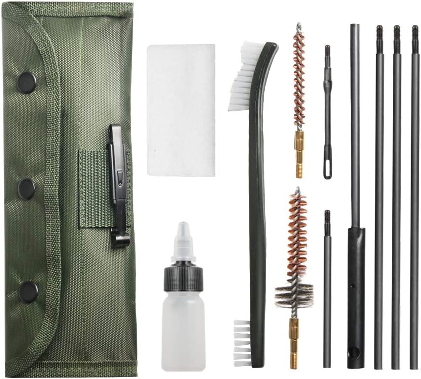 Gun Cleaning Kit Set Brushes Cleaner Set Tools Universal Butt Stock for 5.56mm, 20-25 Ca