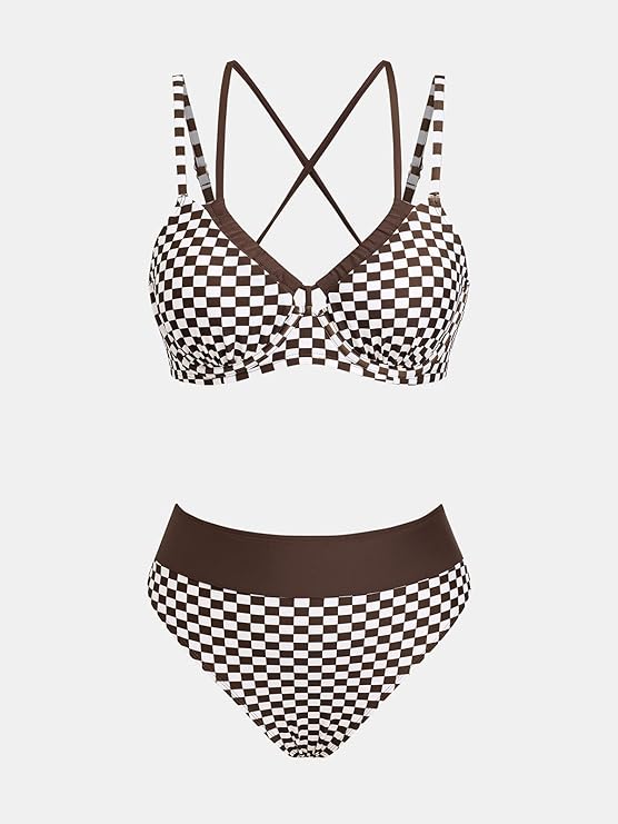 CUPSHE Womens Bikini Sets Two Piece Swimsuit High Waisted Underwire , medium