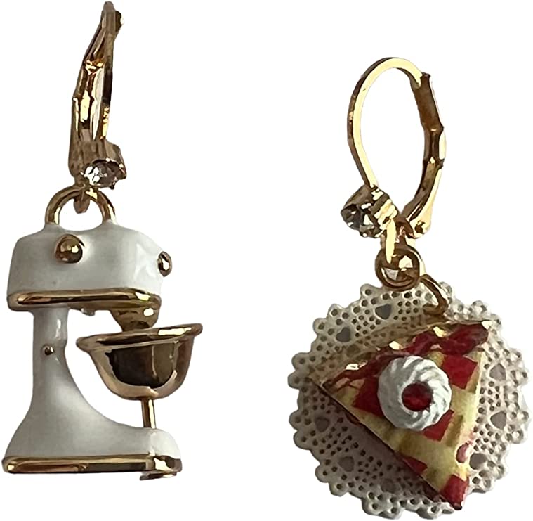 Betsey Johnson Gold Tone Stand Mixer and Cherry Pie Slice Baby Cakes Drop Earrin