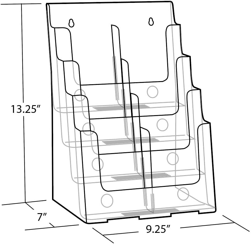 Azar Displays, 252377, Clear Four-Tier Eight-Pocket Trifold Brochure Holder