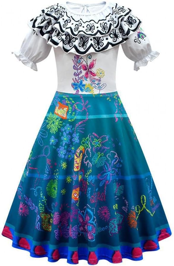 Encanto Madrigal Dress Girls Mirabel Costume w/Bag, Size 6/7