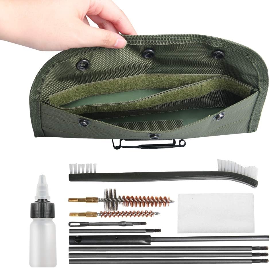 Gun Cleaning Kit Set Brushes Cleaner Set Tools Universal Butt Stock for 5.56mm, 20-25 Ca