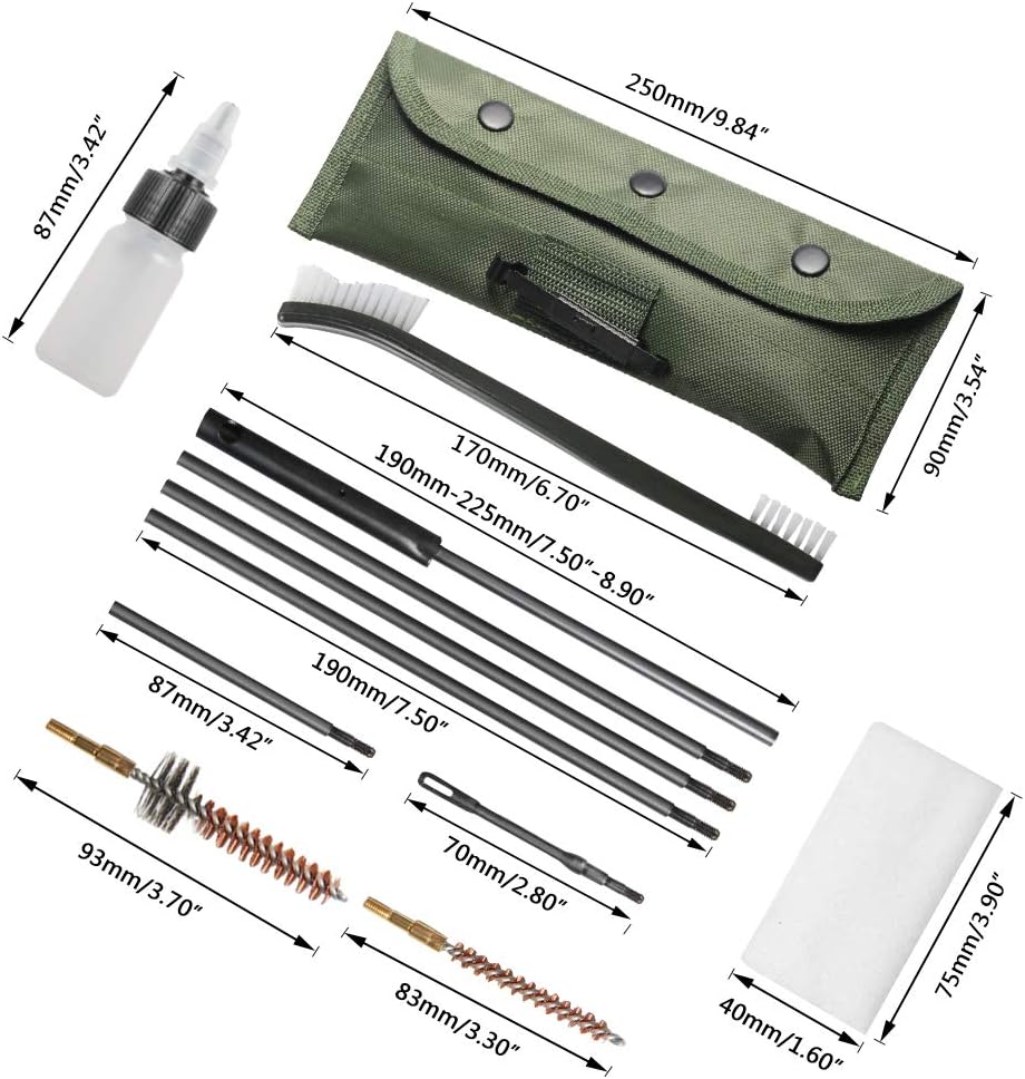 Gun Cleaning Kit Set Brushes Cleaner Set Tools Universal Butt Stock for 5.56mm, 20-25 Ca