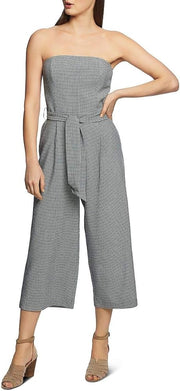 1.State Strapless Tie Waist Plaid Crop Jumpsuit, Size 10