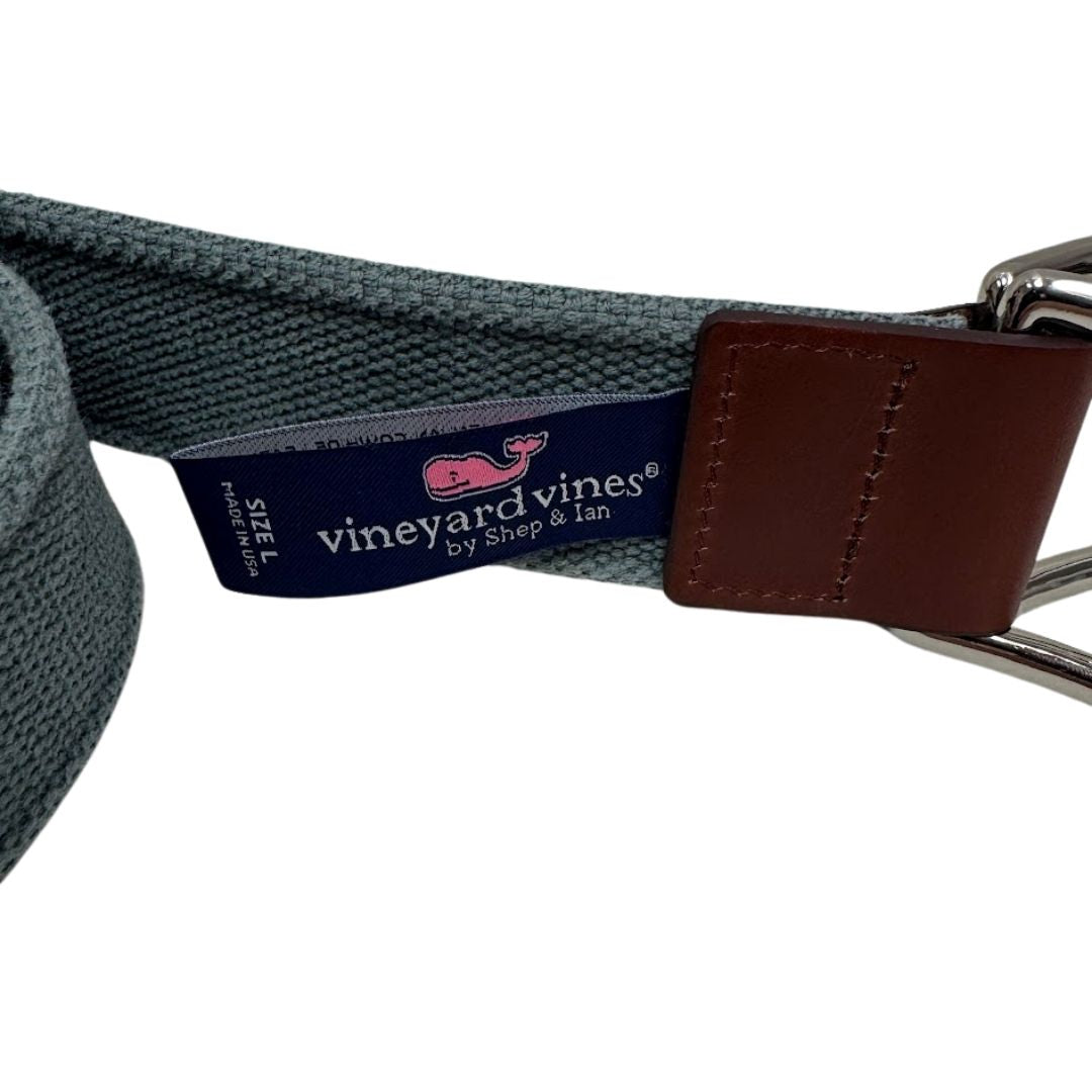 Vineyard Vines Mens Solid Brass Buckle Canvas Belt, Size Large