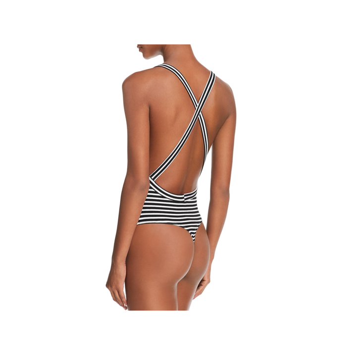 Olivaceous Striped Crisscross Bodysuit, Size XS