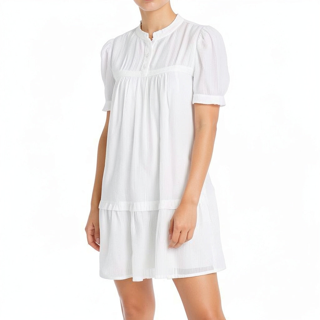 Aqua Puff Sleeve Trapeze Dress, Size Small