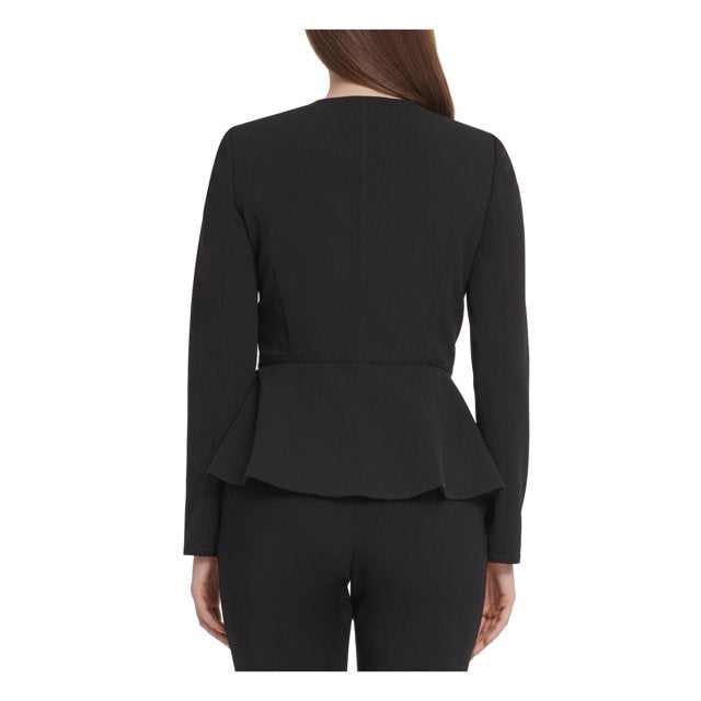 DKNY Womens Zippered Suit Separate Peplum Jacket, Black, Size 8